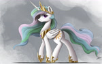Size: 4000x2500 | Tagged: safe, artist:ncmares, imported from derpibooru, princess celestia, alicorn, pony, beautiful, crown, cutie mark, ethereal mane, ethereal tail, female, flowing mane, flowing tail, folded wings, full body, high res, hoof shoes, horn, jewelry, looking at you, mare, multicolored mane, multicolored tail, peytral, princess shoes, profile, regalia, royalty, side view, signature, smiling, smiling at you, solo, tail, tiara, walking, wings